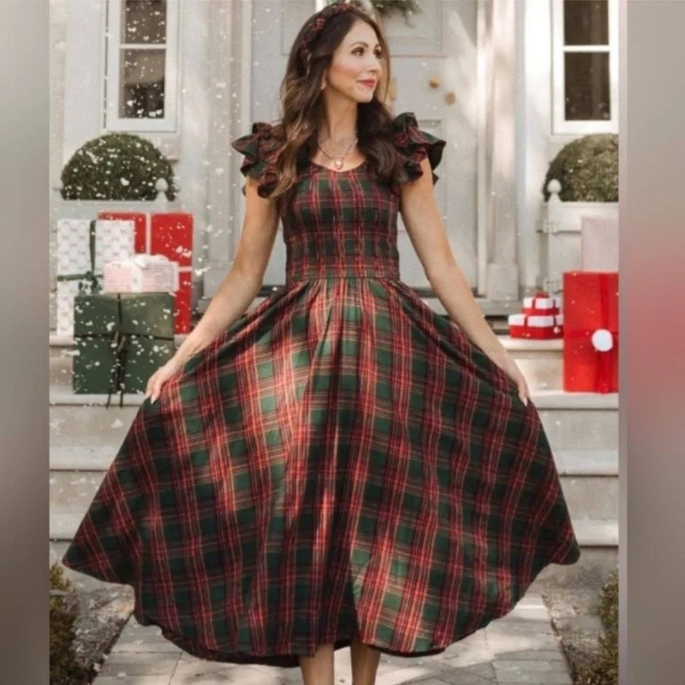 Ivy City Co Hattie Dress in Evergreen Plaid - Designer Plus Size Maxi Dress